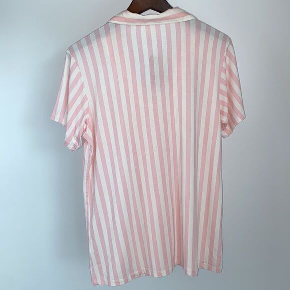Stripe & Stare Pj Top Women’s Size Medium New With Tag Pink Striped Short Sleeve - Picture 6 of 9